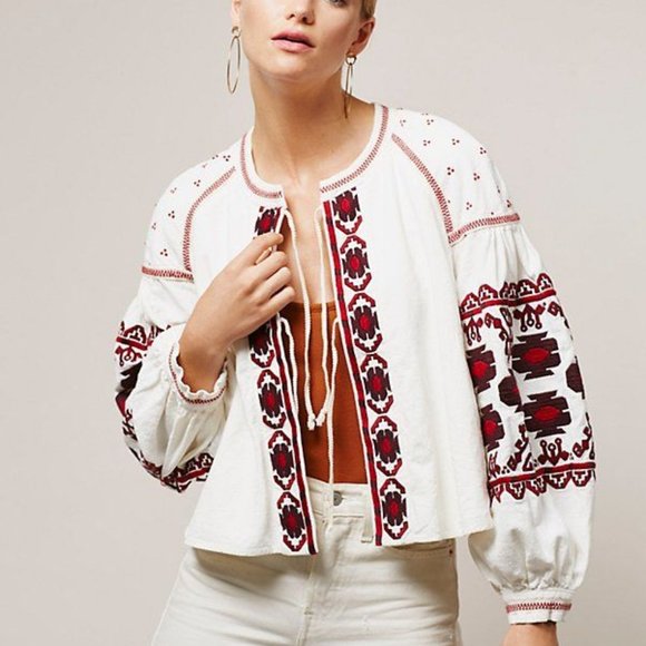 Free People Jackets & Blazers - Free People Embroidered Swingy Jacket *Rare Color!
